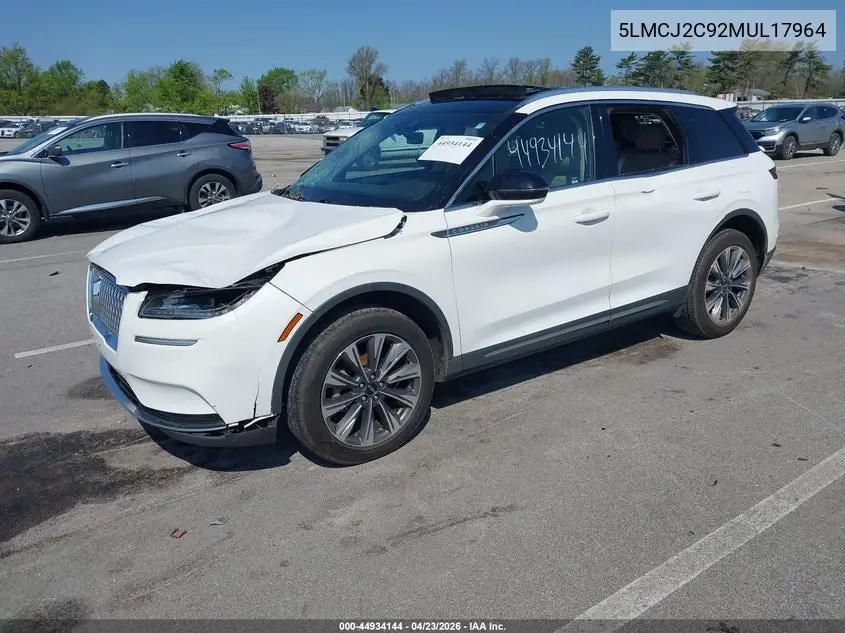 2021 Lincoln Corsair Reserve VIN: 5LMCJ2C92MUL17964 Lot: 44934144