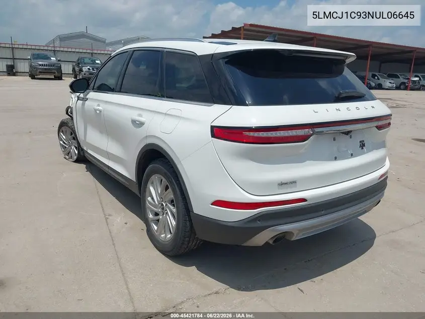 2022 Lincoln Corsair Standard VIN: 5LMCJ1C93NUL06645 Lot: 45421784