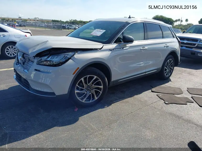 2022 Lincoln Corsair Standard VIN: 5LMCJ1C93NUL20156 Lot: 45516840