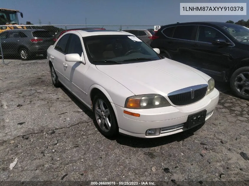 2000 Lincoln Ls V8 Auto VIN: 1LNHM87AXYY910378 Lot: 36689078
