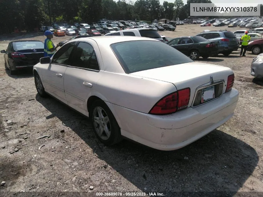2000 Lincoln Ls V8 Auto VIN: 1LNHM87AXYY910378 Lot: 36689078