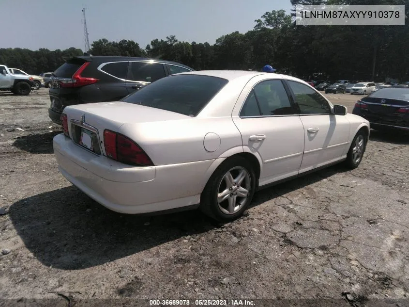 2000 Lincoln Ls V8 Auto VIN: 1LNHM87AXYY910378 Lot: 36689078