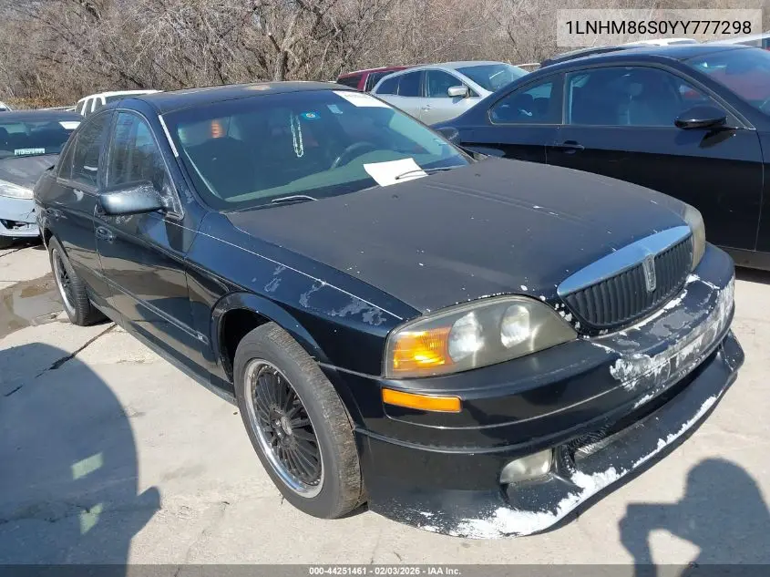 2000 Lincoln Ls V6 Auto/V6 Manual VIN: 1LNHM86S0YY777298 Lot: 44251461