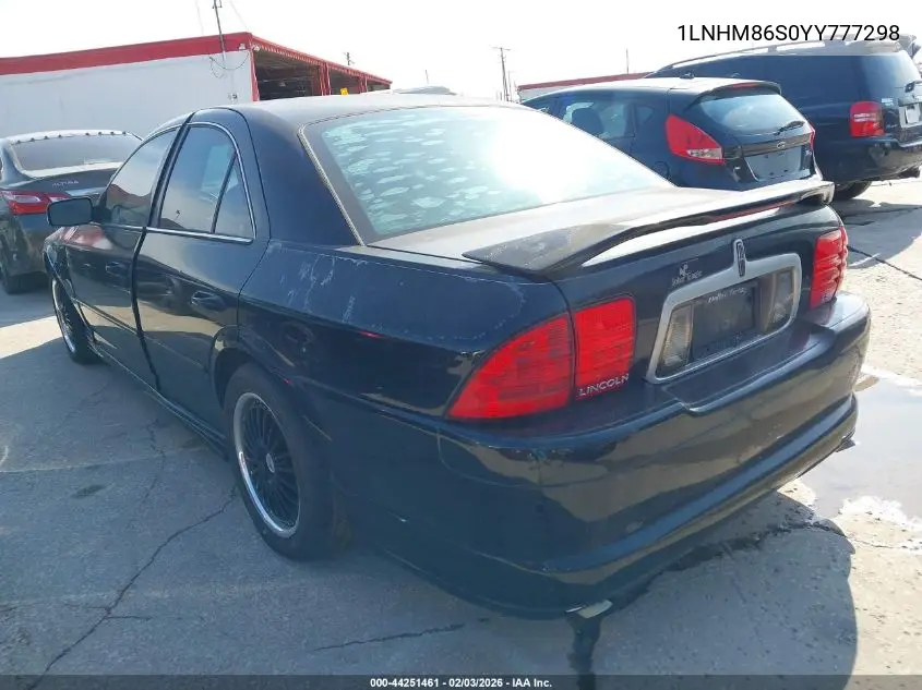 2000 Lincoln Ls V6 Auto/V6 Manual VIN: 1LNHM86S0YY777298 Lot: 44251461