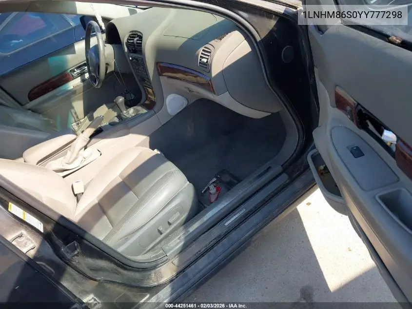 2000 Lincoln Ls V6 Auto/V6 Manual VIN: 1LNHM86S0YY777298 Lot: 44251461