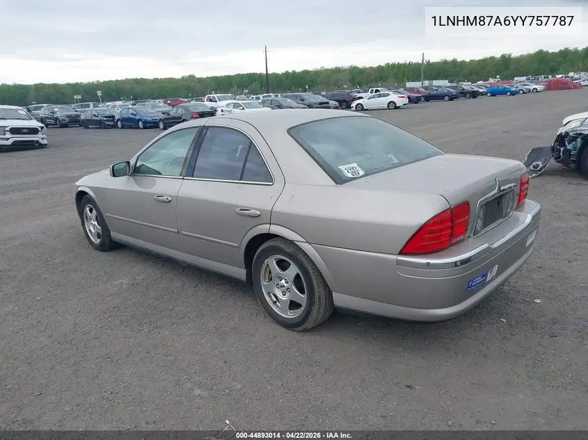 2000 Lincoln Ls V8 Auto VIN: 1LNHM87A6YY757787 Lot: 44893014