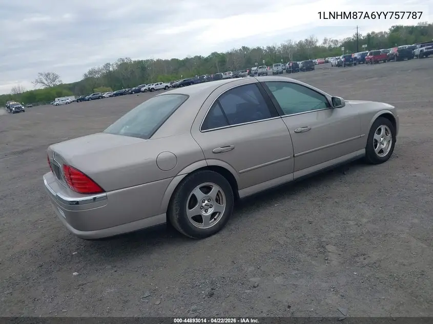 2000 Lincoln Ls V8 Auto VIN: 1LNHM87A6YY757787 Lot: 44893014
