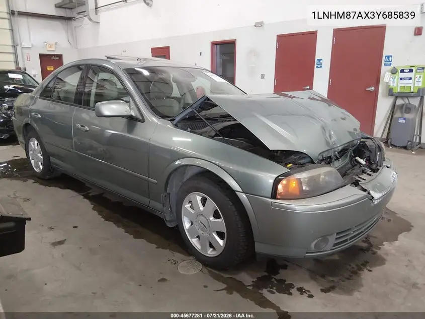 2003 Lincoln Ls V8 VIN: 1LNHM87AX3Y685839 Lot: 45677281