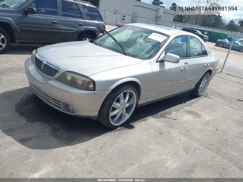 2004 Lincoln Ls V8 VIN: 1LNHM87A64Y681594 Lot: 44539694