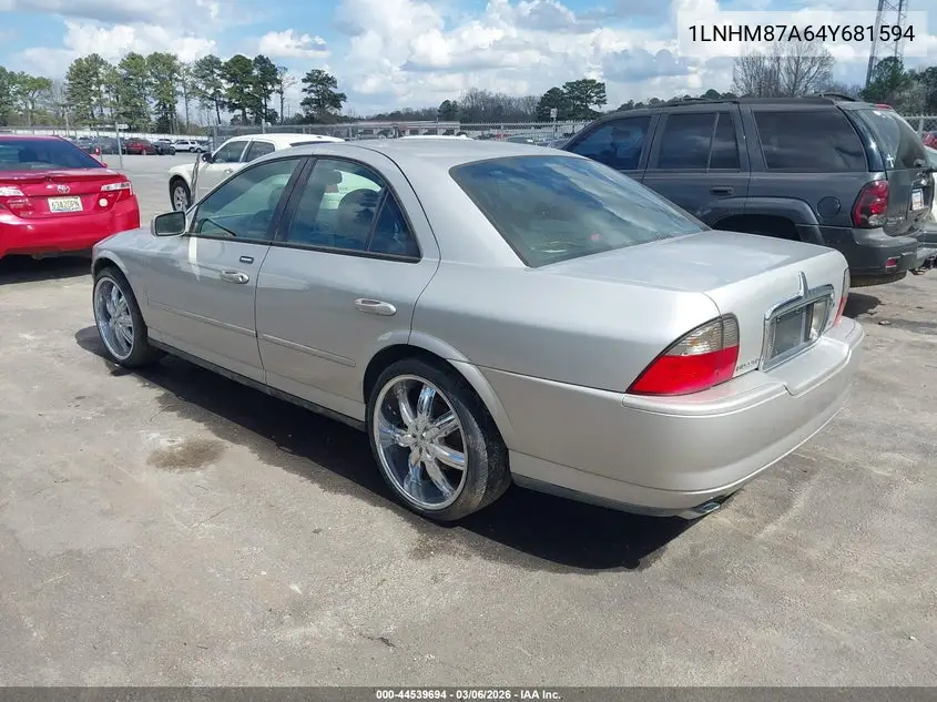 2004 Lincoln Ls V8 VIN: 1LNHM87A64Y681594 Lot: 44539694