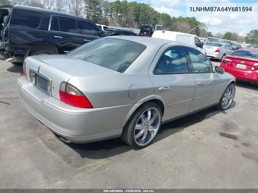 2004 Lincoln Ls V8 VIN: 1LNHM87A64Y681594 Lot: 44539694