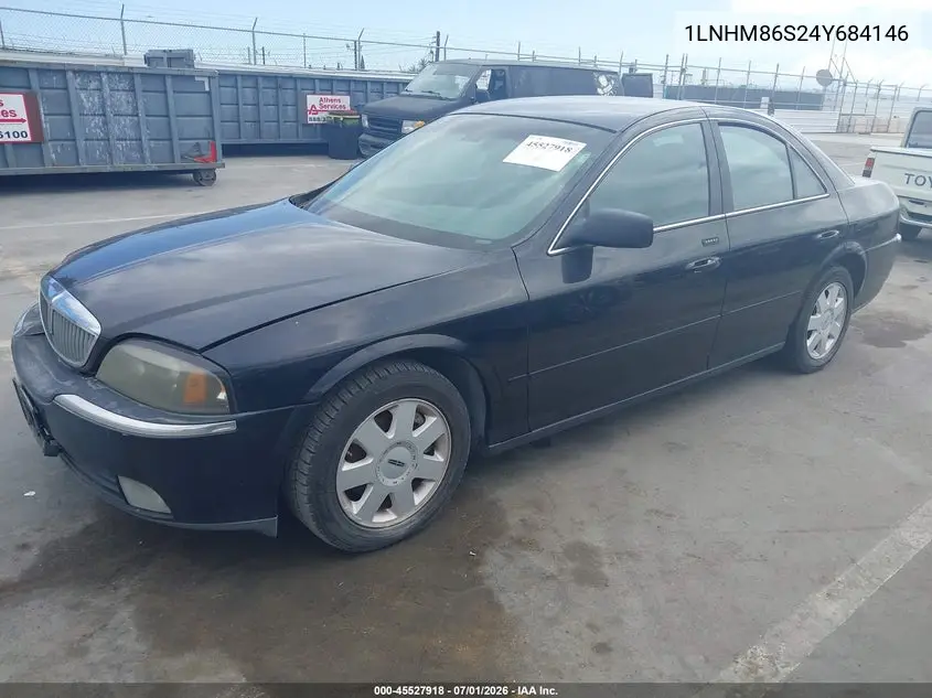 2004 Lincoln Ls V6 VIN: 1LNHM86S24Y684146 Lot: 45527918