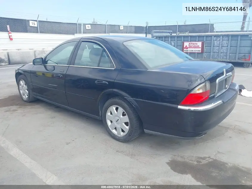 2004 Lincoln Ls V6 VIN: 1LNHM86S24Y684146 Lot: 45527918
