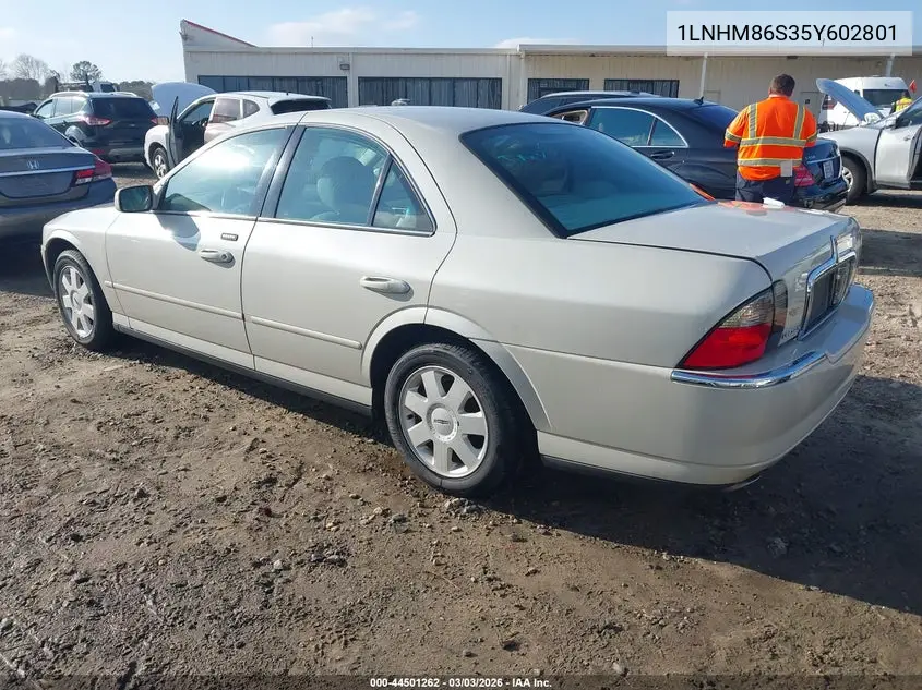 2005 Lincoln Ls V6 VIN: 1LNHM86S35Y602801 Lot: 44501262