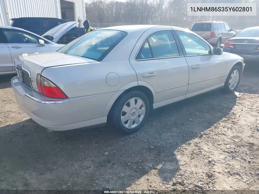 2005 Lincoln Ls V6 VIN: 1LNHM86S35Y602801 Lot: 44501262