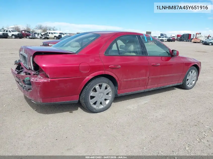 2005 Lincoln Ls V8 VIN: 1LNHM87A45Y651916 Lot: 44812483