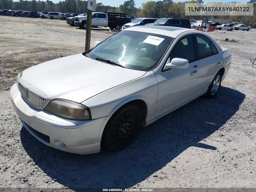 2006 Lincoln Ls V8 VIN: 1LNFM87AX6Y640122 Lot: 44668804