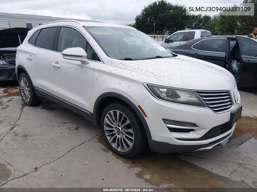 2016 Lincoln Mkc Reserve VIN: 5LMCJ3C94GUJ31109 Lot: 45382105