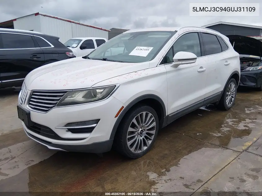 2016 Lincoln Mkc Reserve VIN: 5LMCJ3C94GUJ31109 Lot: 45382105