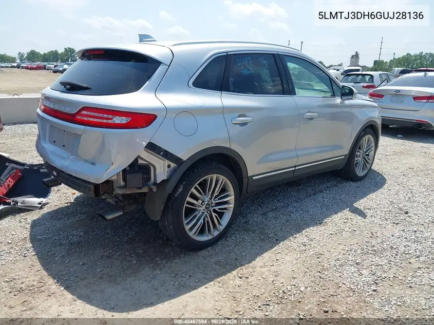 2016 Lincoln Mkc Reserve VIN: 5LMTJ3DH6GUJ28136 Lot: 45467594
