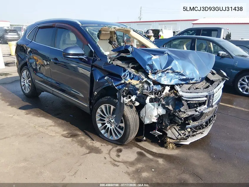 2016 Lincoln Mkc Reserve VIN: 5LMCJ3D93GUJ31438 Lot: 45660166