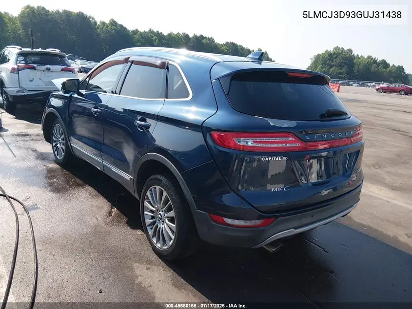 2016 Lincoln Mkc Reserve VIN: 5LMCJ3D93GUJ31438 Lot: 45660166