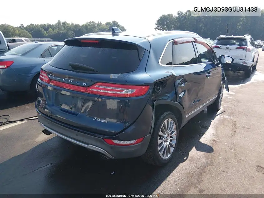 2016 Lincoln Mkc Reserve VIN: 5LMCJ3D93GUJ31438 Lot: 45660166