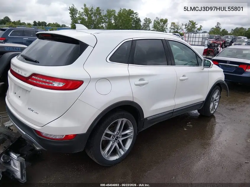 2017 Lincoln Mkc Reserve VIN: 5LMCJ3D97HUL55801 Lot: 45404883