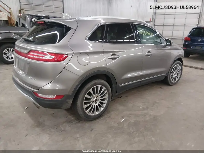 2017 Lincoln Mkc Reserve VIN: 5LMCJ3D93HUL53964 Lot: 45545631