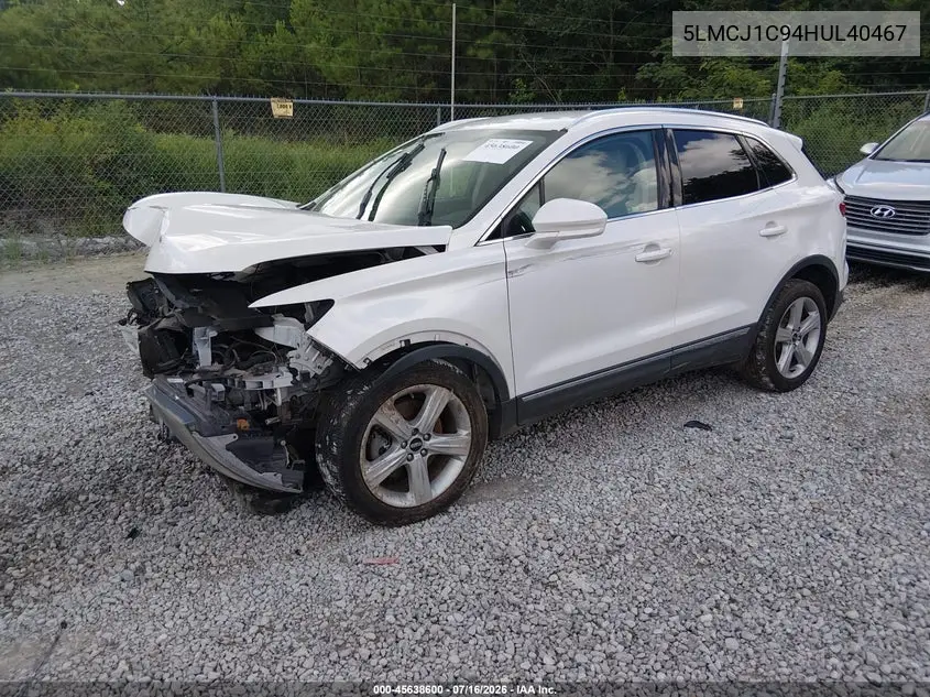 2017 Lincoln Mkc Premiere VIN: 5LMCJ1C94HUL40467 Lot: 45638600