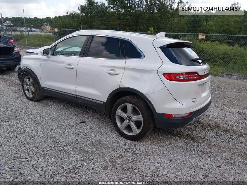 2017 Lincoln Mkc Premiere VIN: 5LMCJ1C94HUL40467 Lot: 45638600