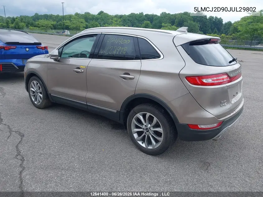 2018 Lincoln Mkc Select VIN: 5LMCJ2D90JUL29802 Lot: 12641400