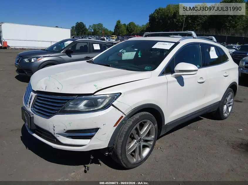2018 Lincoln Mkc Reserve VIN: 5LMCJ3D97JUL31990 Lot: 45286673