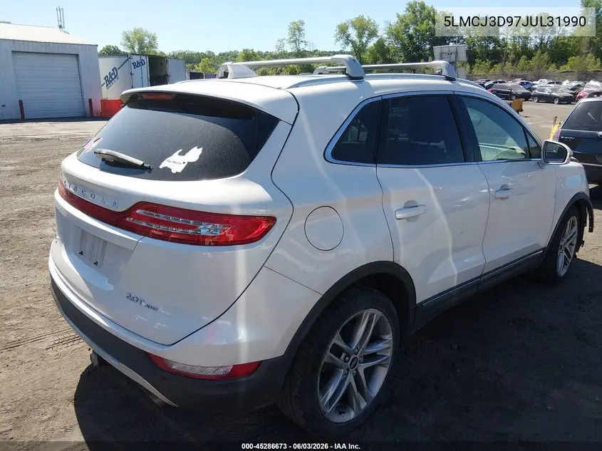 2018 Lincoln Mkc Reserve VIN: 5LMCJ3D97JUL31990 Lot: 45286673
