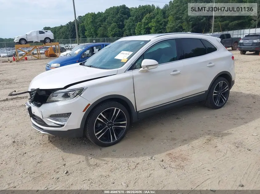 2018 Lincoln Mkc Reserve VIN: 5LMTJ3DH7JUL01136 Lot: 45467070