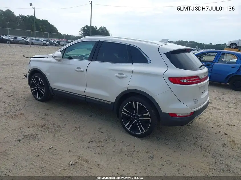 2018 Lincoln Mkc Reserve VIN: 5LMTJ3DH7JUL01136 Lot: 45467070