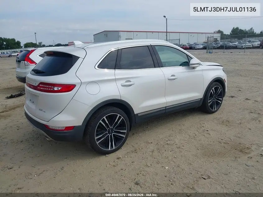 2018 Lincoln Mkc Reserve VIN: 5LMTJ3DH7JUL01136 Lot: 45467070