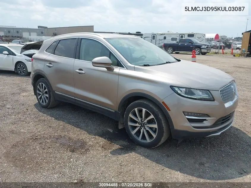 2019 Lincoln Mkc Reserve VIN: 5LMCJ3D95KUL03087 Lot: 30094488