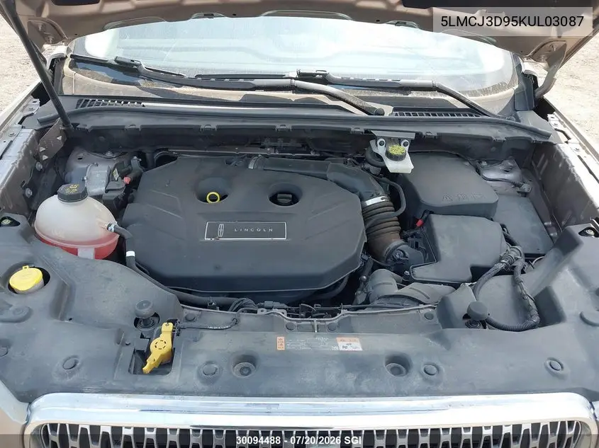 2019 Lincoln Mkc Reserve VIN: 5LMCJ3D95KUL03087 Lot: 30094488