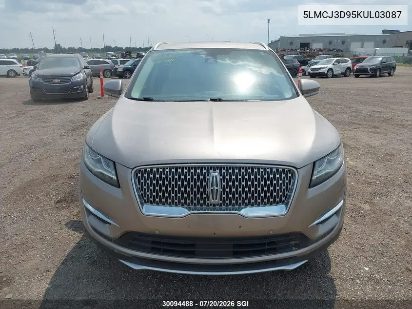 2019 Lincoln Mkc Reserve VIN: 5LMCJ3D95KUL03087 Lot: 30094488