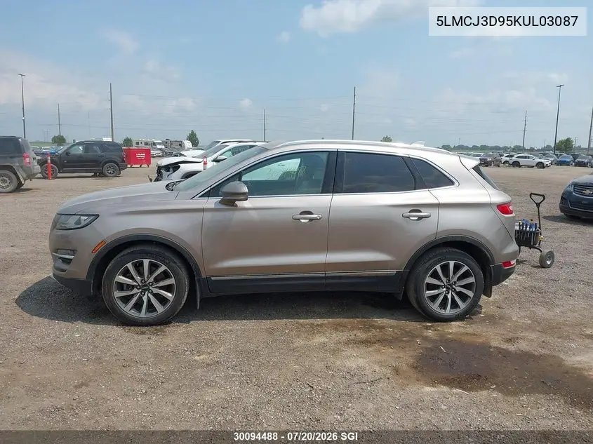 2019 Lincoln Mkc Reserve VIN: 5LMCJ3D95KUL03087 Lot: 30094488