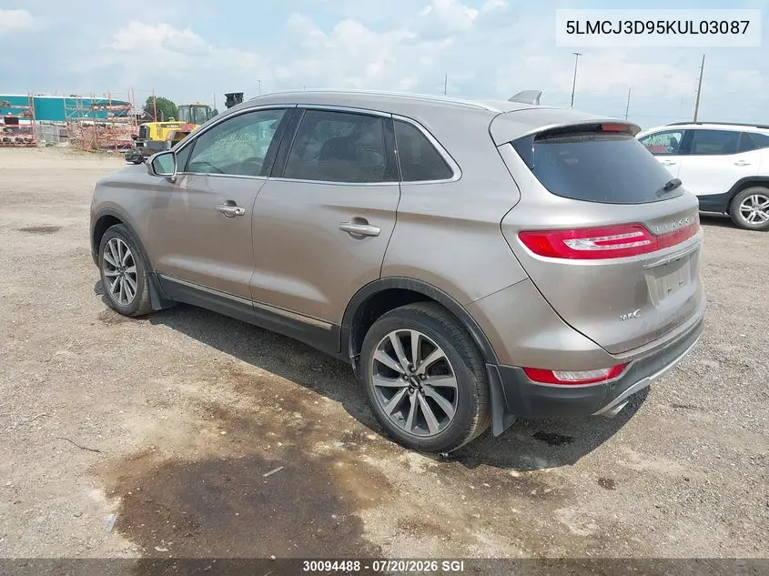 2019 Lincoln Mkc Reserve VIN: 5LMCJ3D95KUL03087 Lot: 30094488