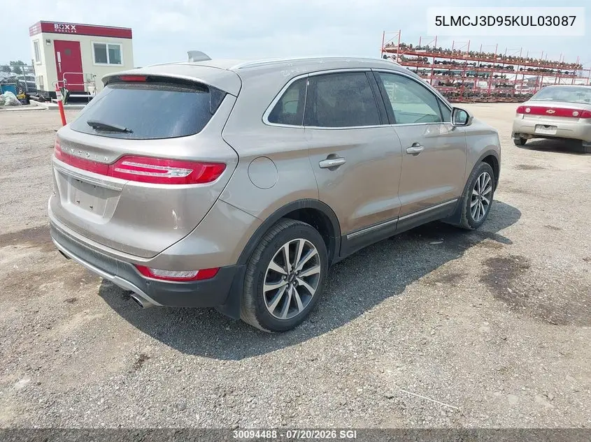 2019 Lincoln Mkc Reserve VIN: 5LMCJ3D95KUL03087 Lot: 30094488