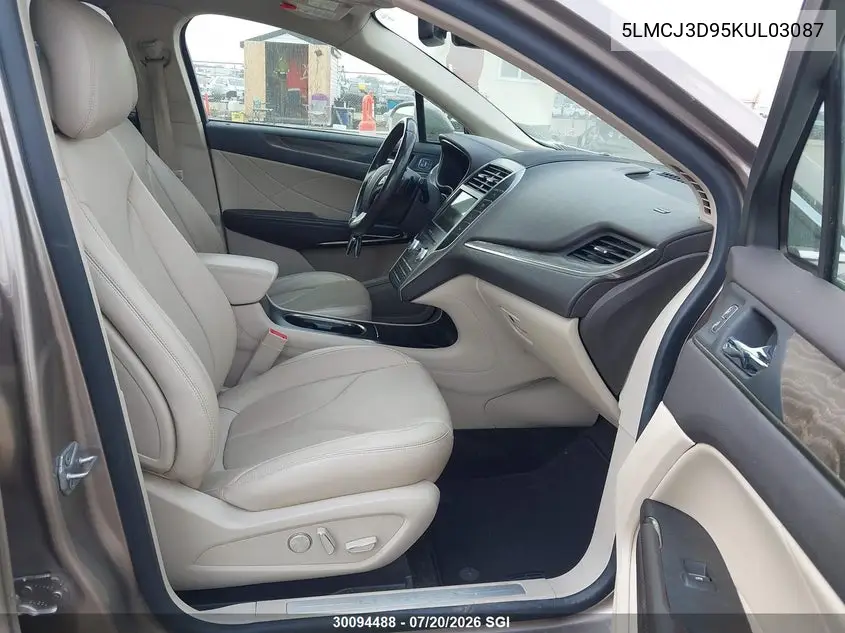 2019 Lincoln Mkc Reserve VIN: 5LMCJ3D95KUL03087 Lot: 30094488