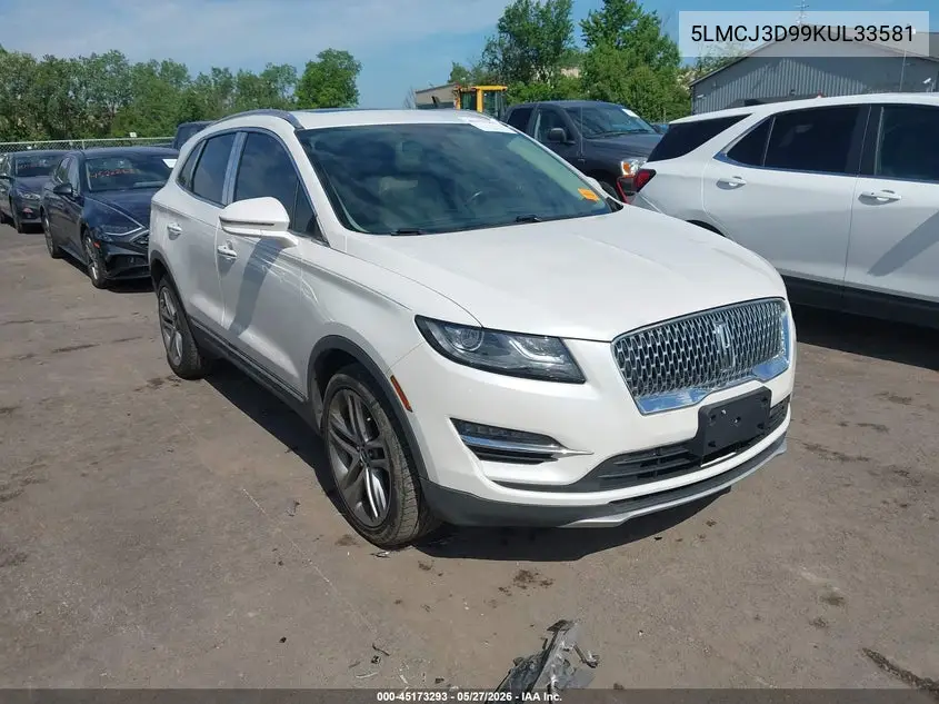 2019 Lincoln Mkc Reserve VIN: 5LMCJ3D99KUL33581 Lot: 45173293