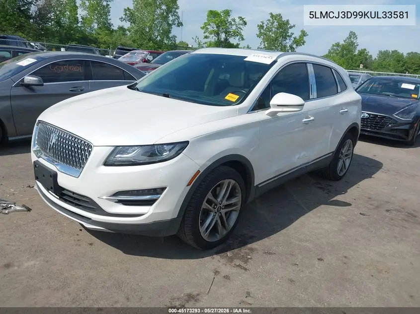 2019 Lincoln Mkc Reserve VIN: 5LMCJ3D99KUL33581 Lot: 45173293