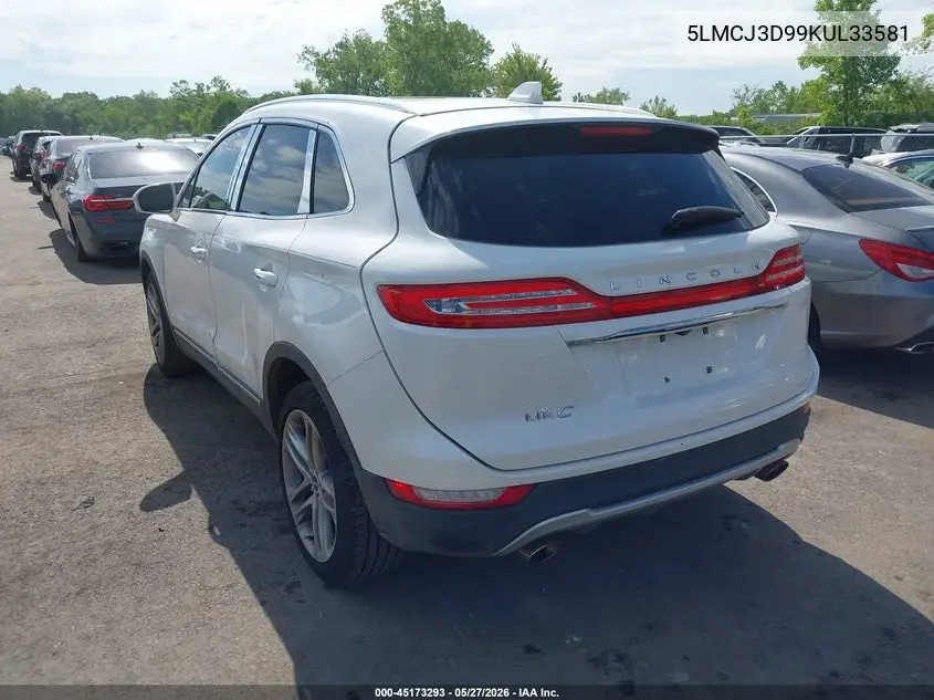 2019 Lincoln Mkc Reserve VIN: 5LMCJ3D99KUL33581 Lot: 45173293
