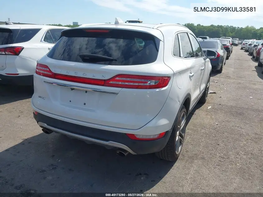 2019 Lincoln Mkc Reserve VIN: 5LMCJ3D99KUL33581 Lot: 45173293