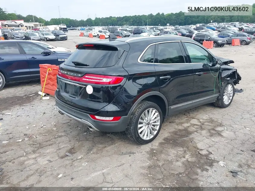 2019 Lincoln Mkc Standard VIN: 5LMCJ1C90KUL43602 Lot: 45349689