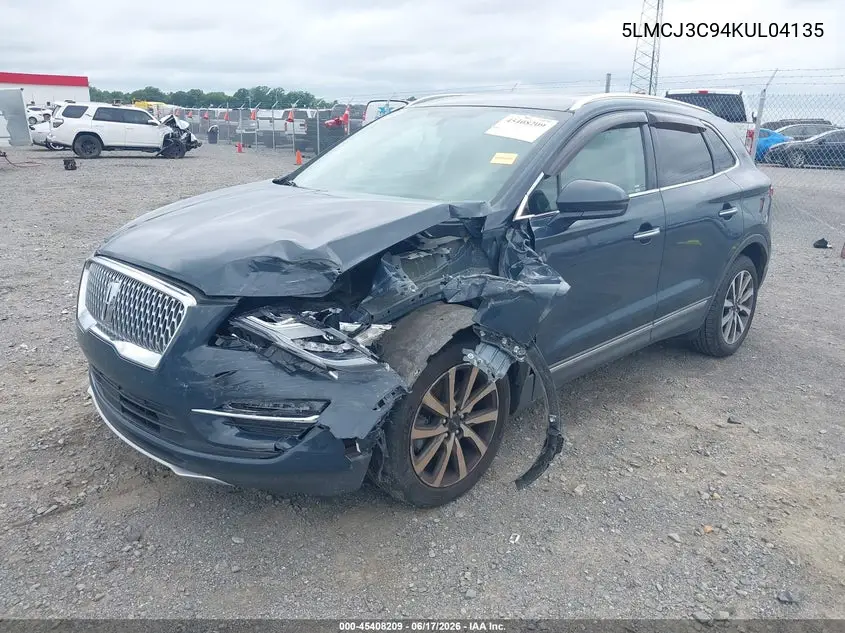 2019 Lincoln Mkc Reserve VIN: 5LMCJ3C94KUL04135 Lot: 45408209